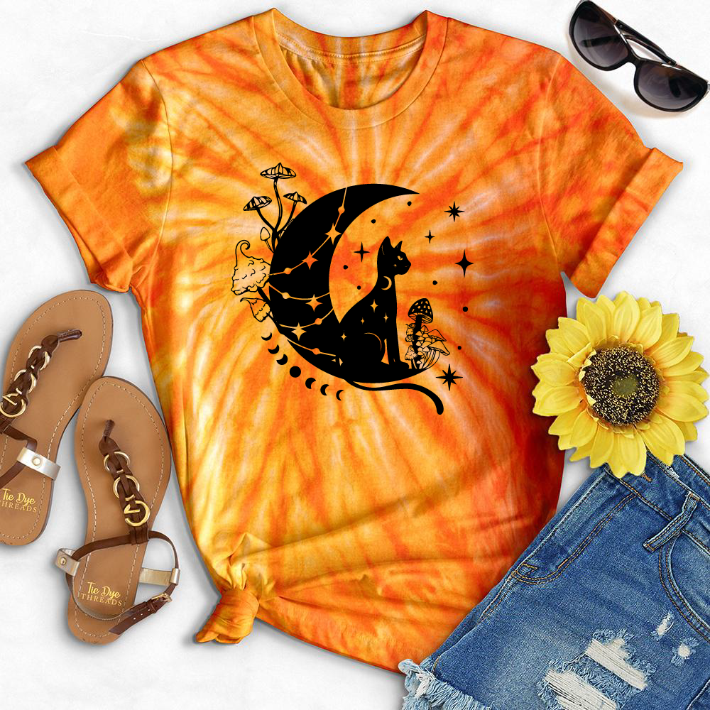 Tie Dye Cosmic Mushroom Cat TShirt