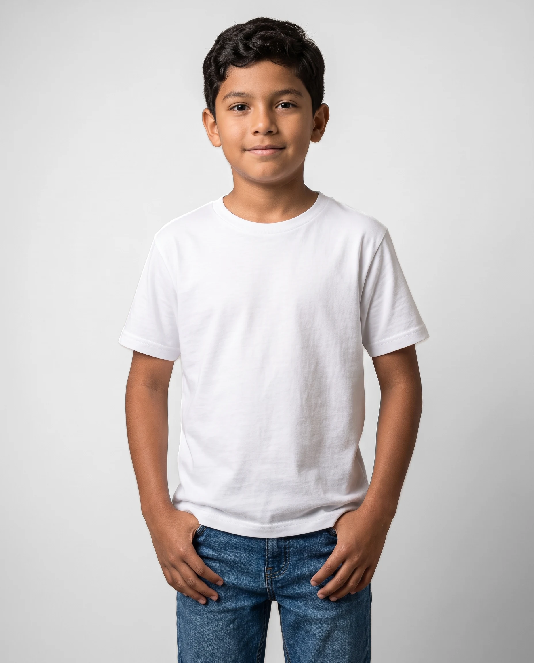 Kids' Cotton Relaxed on model in White