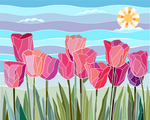 Tulips Stained Glass - Art Print Image