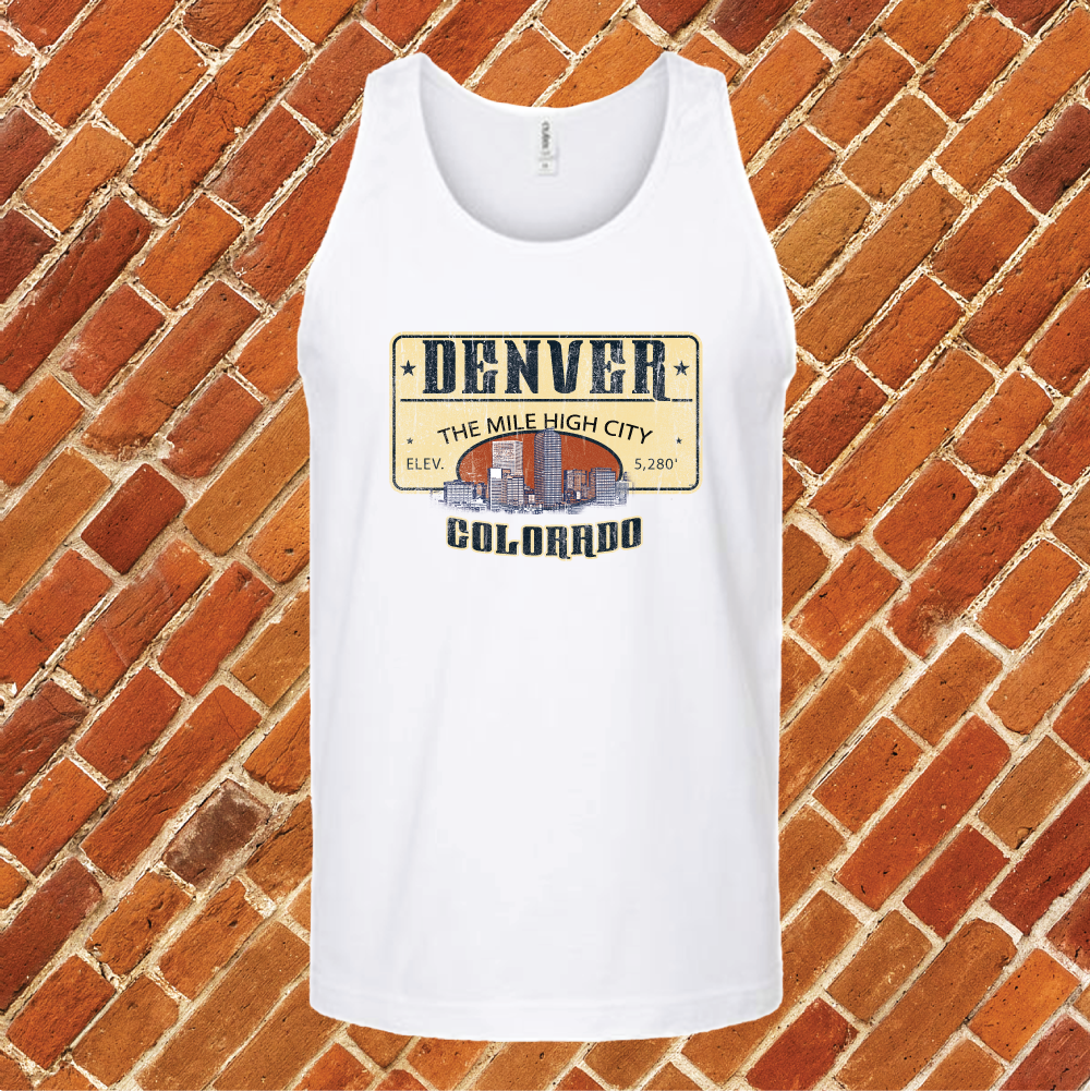 The Mile High City Plate Unisex Tank Top Tank Top tshirts.com White S 