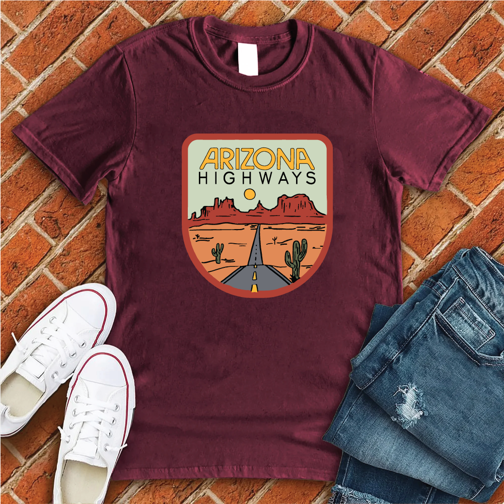 Arizona Highways T-Shirt T-Shirt Tshirts.com Maroon S 