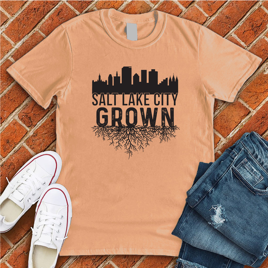Salt Lake City Grown T-Shirt T-Shirt tshirts.com Heather Prism Peach S 