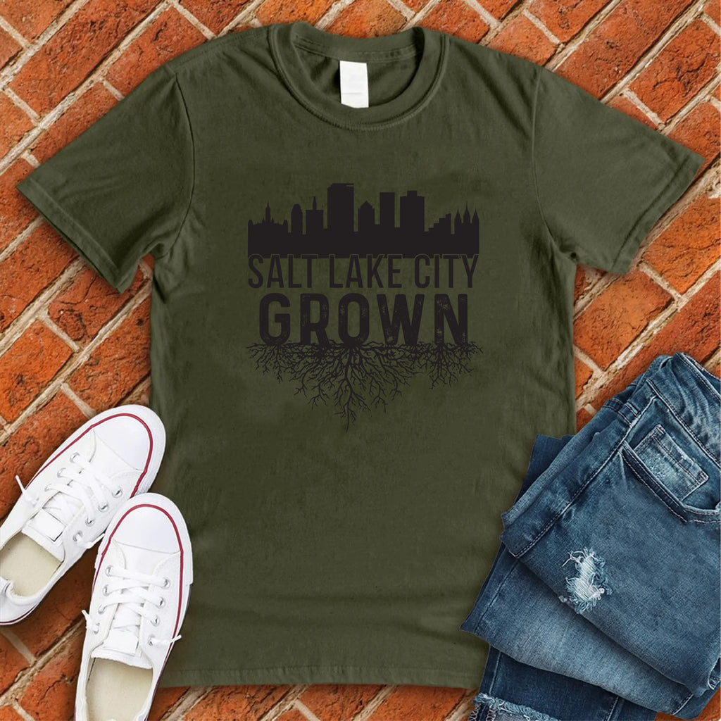 Salt Lake City Grown T-Shirt T-Shirt tshirts.com Military Green S 