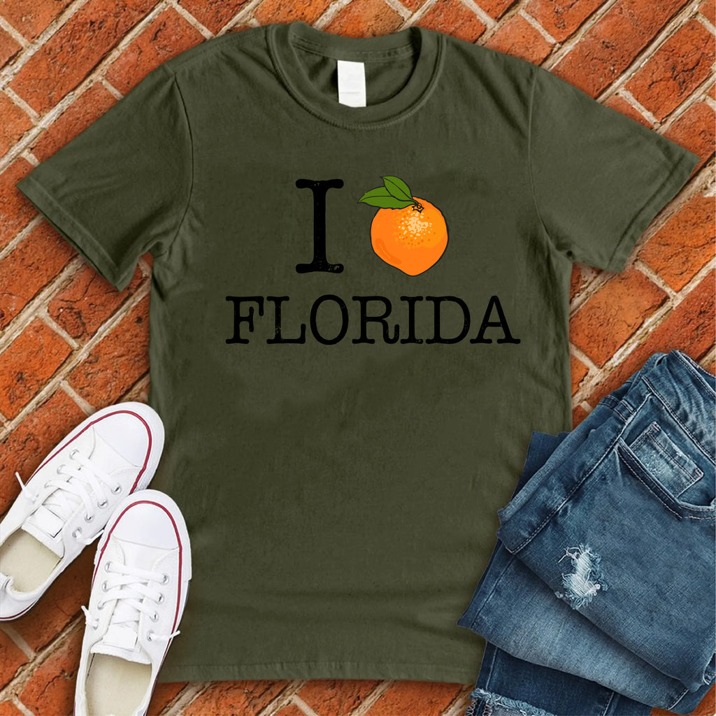 I Orange Florida T-Shirt T-Shirt tshirts.com Military Green S 
