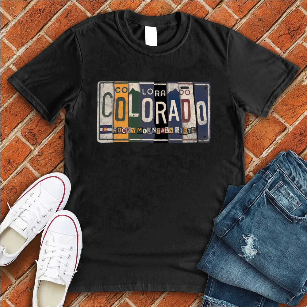 Colorado License Plate T-Shirt T-Shirt tshirts.com Black S 