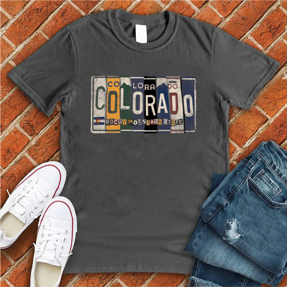 Colorado License Plate T-Shirt T-Shirt tshirts.com Asphalt S 