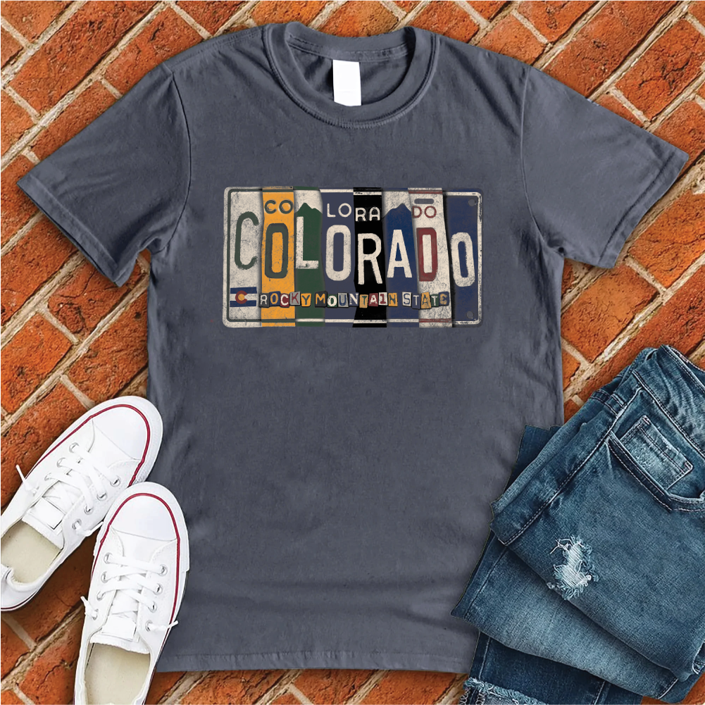 Colorado License Plate T-Shirt T-Shirt tshirts.com Heather Navy S 
