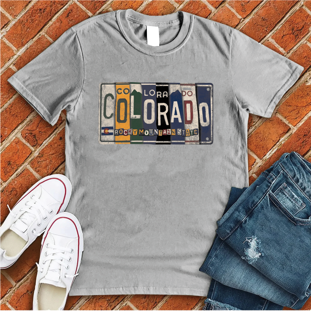 Colorado License Plate T-Shirt T-Shirt tshirts.com Light Grey S 