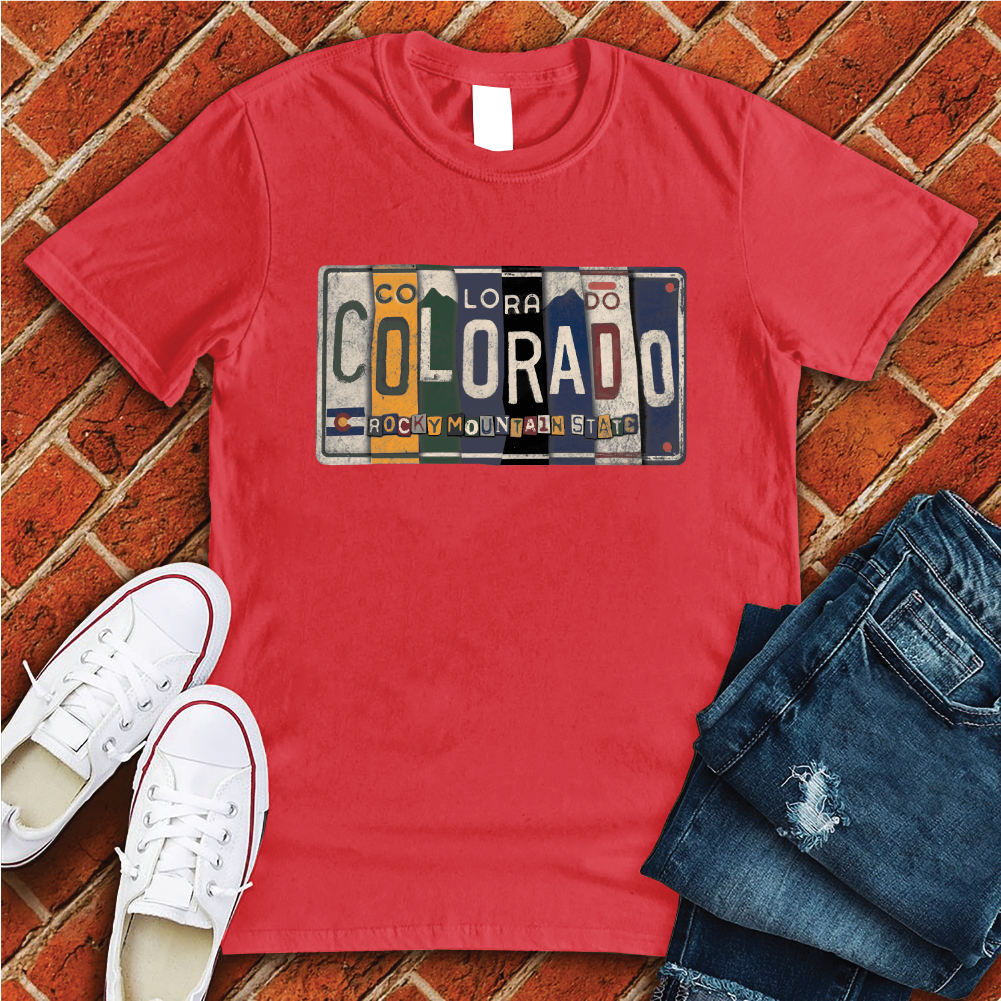 Colorado License Plate T-Shirt T-Shirt tshirts.com Red S 