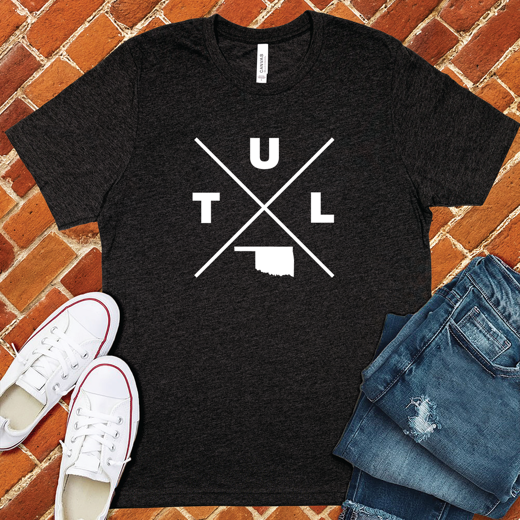 TUL Oklahoma X T-Shirt T-Shirt Tshirts.com Dark Grey Heather S 