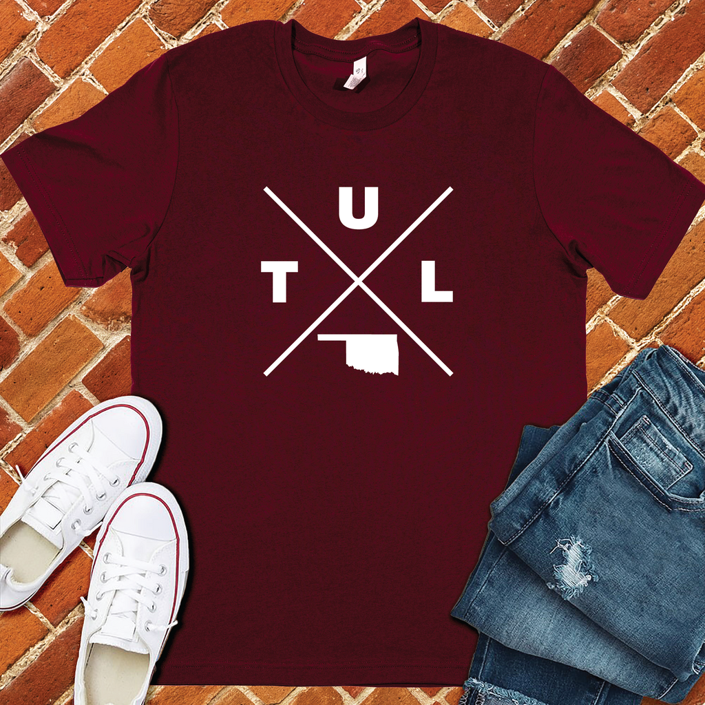 TUL Oklahoma X T-Shirt T-Shirt Tshirts.com Maroon S 