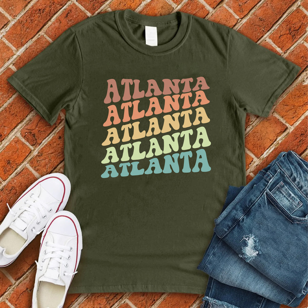 Atlanta Pastel Repeat T-Shirt T-Shirt tshirts.com Military Green S 