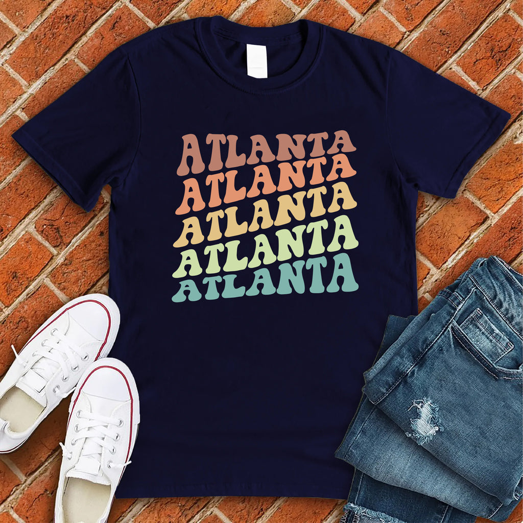 Atlanta Pastel Repeat T-Shirt T-Shirt tshirts.com Navy S 