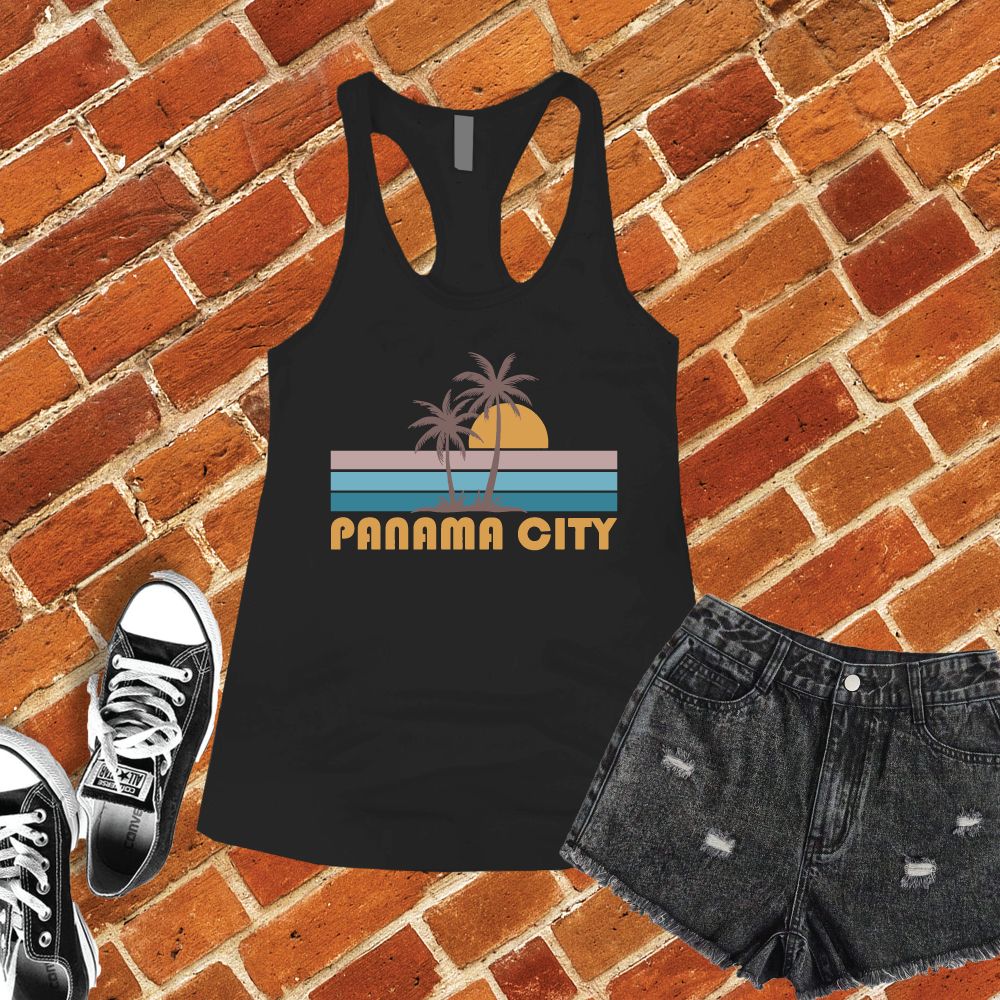 Panama City Palm Sunset Women's Tank Top Tank Top Tshirts.com Black S 