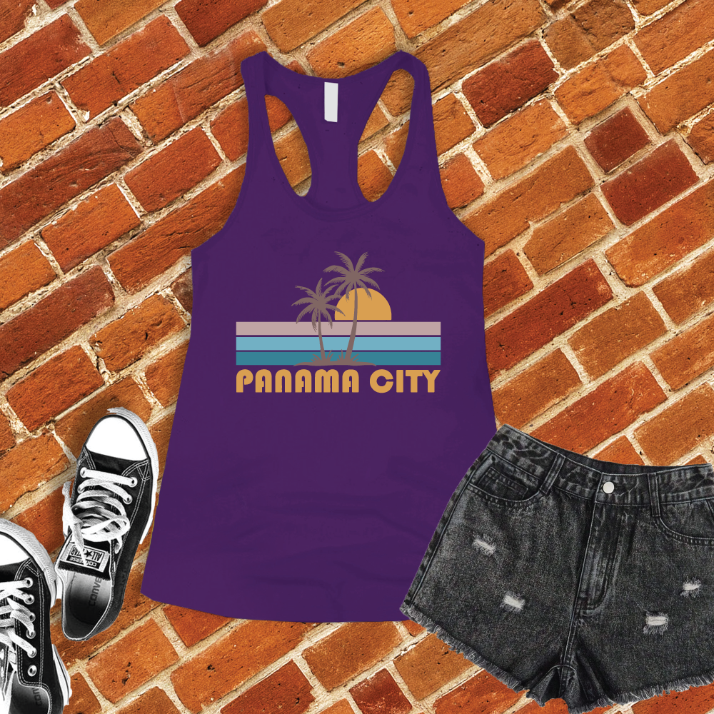 Panama City Palm Sunset Women's Tank Top Tank Top Tshirts.com Purple Rush S 