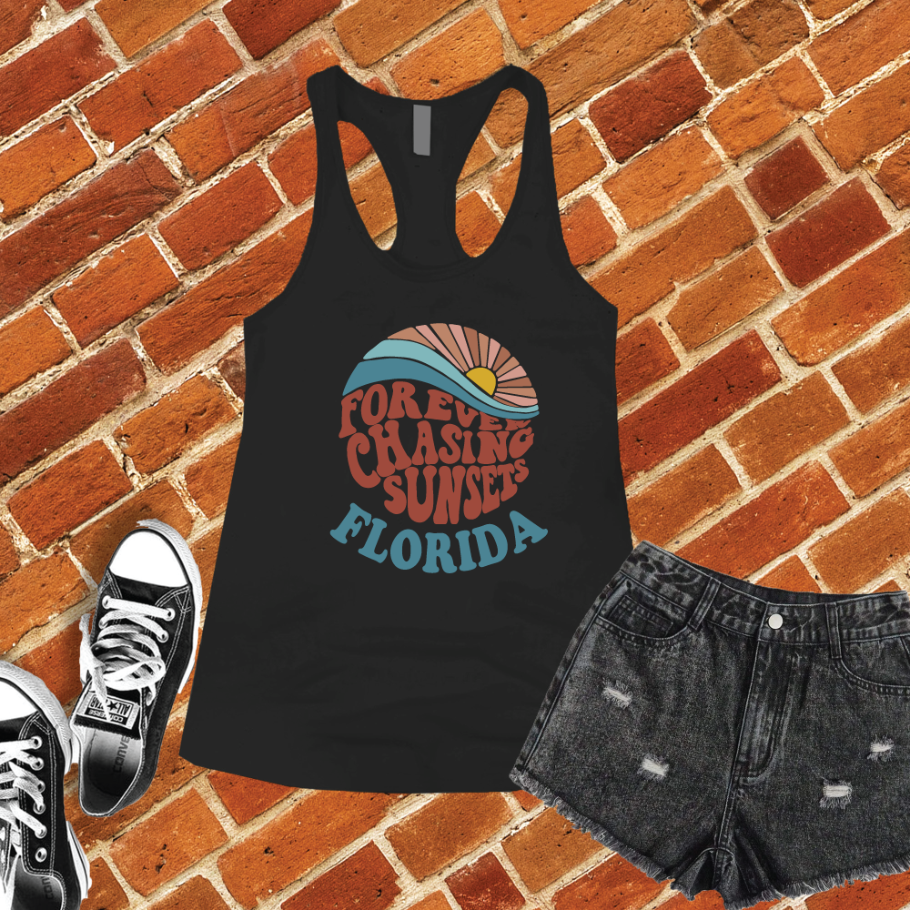 Forever Chasing Sunsets Florida Women's Tank Top Tank Top Tshirts.com Black S 