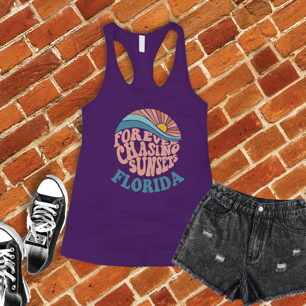 Forever Chasing Sunsets Florida Women's Tank Top Tank Top Tshirts.com Purple Rush S 