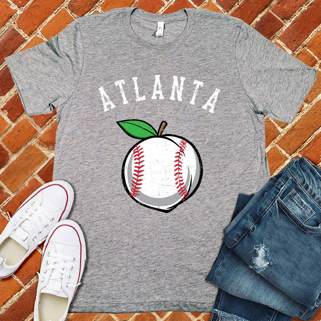 Atlanta Peach Lace Baseball T-Shirt T-Shirt tshirts.com Athletic Heather S 