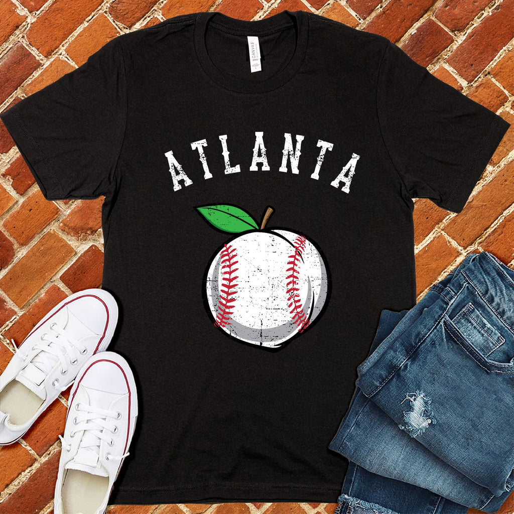 Atlanta Peach Lace Baseball T-Shirt T-Shirt tshirts.com Black S 