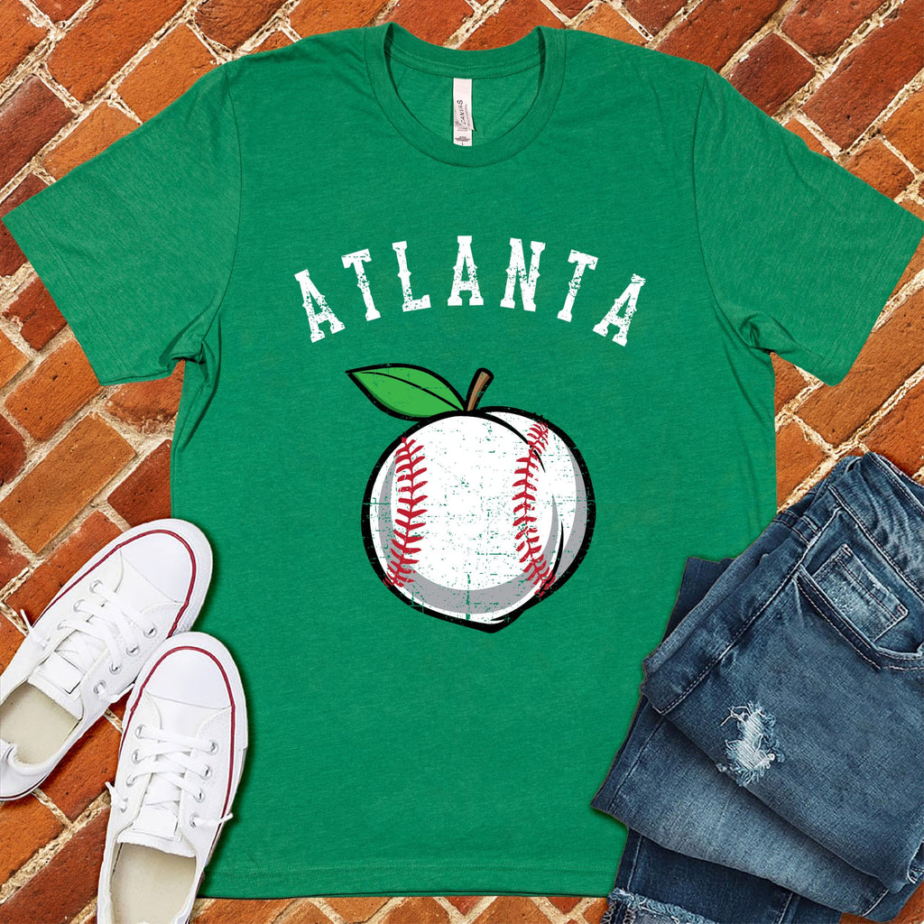 Atlanta Peach Lace Baseball T-Shirt T-Shirt tshirts.com Heather Kelly S 