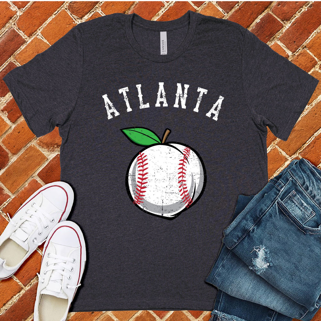 Atlanta Peach Lace Baseball T-Shirt T-Shirt tshirts.com Heather Navy S 