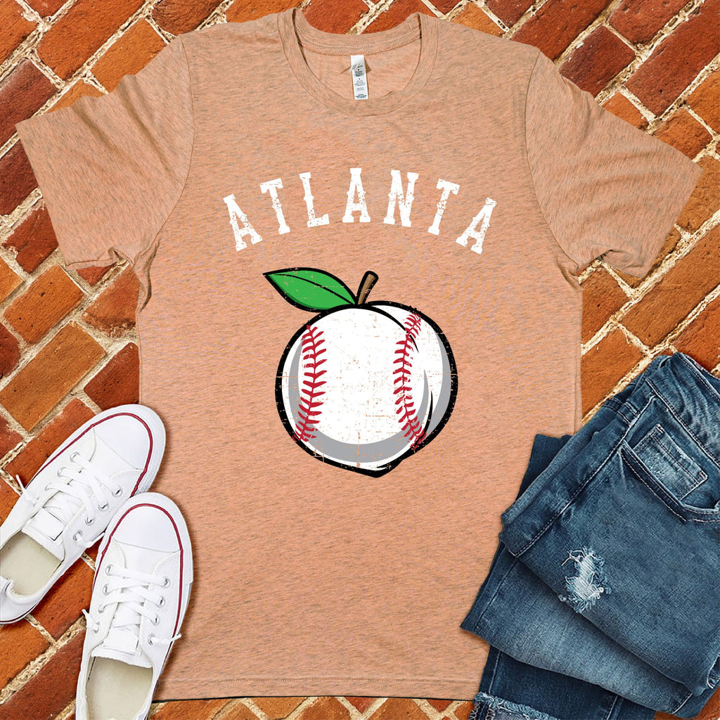 Atlanta Peach Lace Baseball T-Shirt T-Shirt tshirts.com Heather Prism Peach S 