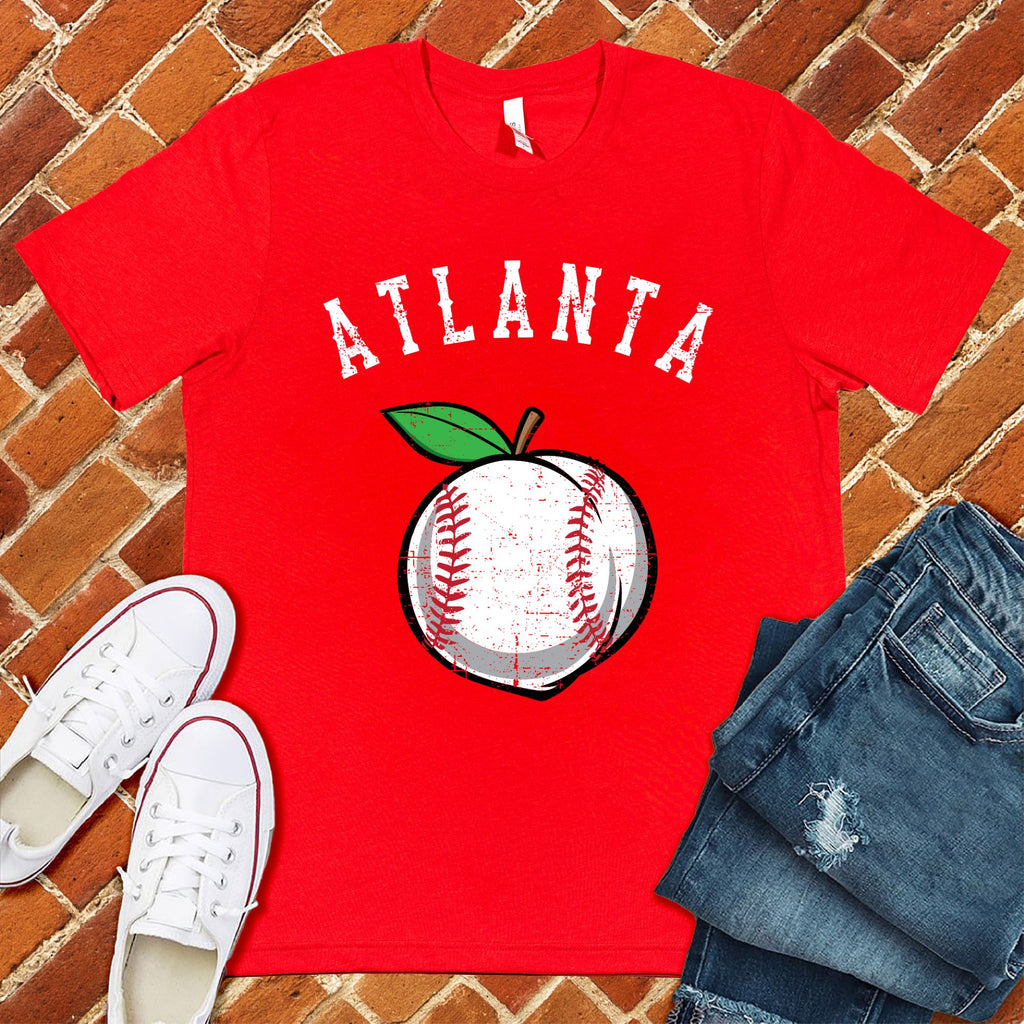 Atlanta Peach Lace Baseball T-Shirt T-Shirt tshirts.com Red S 