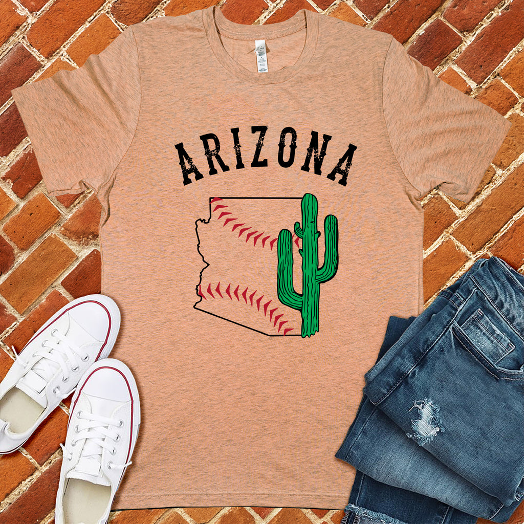Cactus in State Baseball T-Shirt T-Shirt Tshirts.com Heather Prism Peach S 