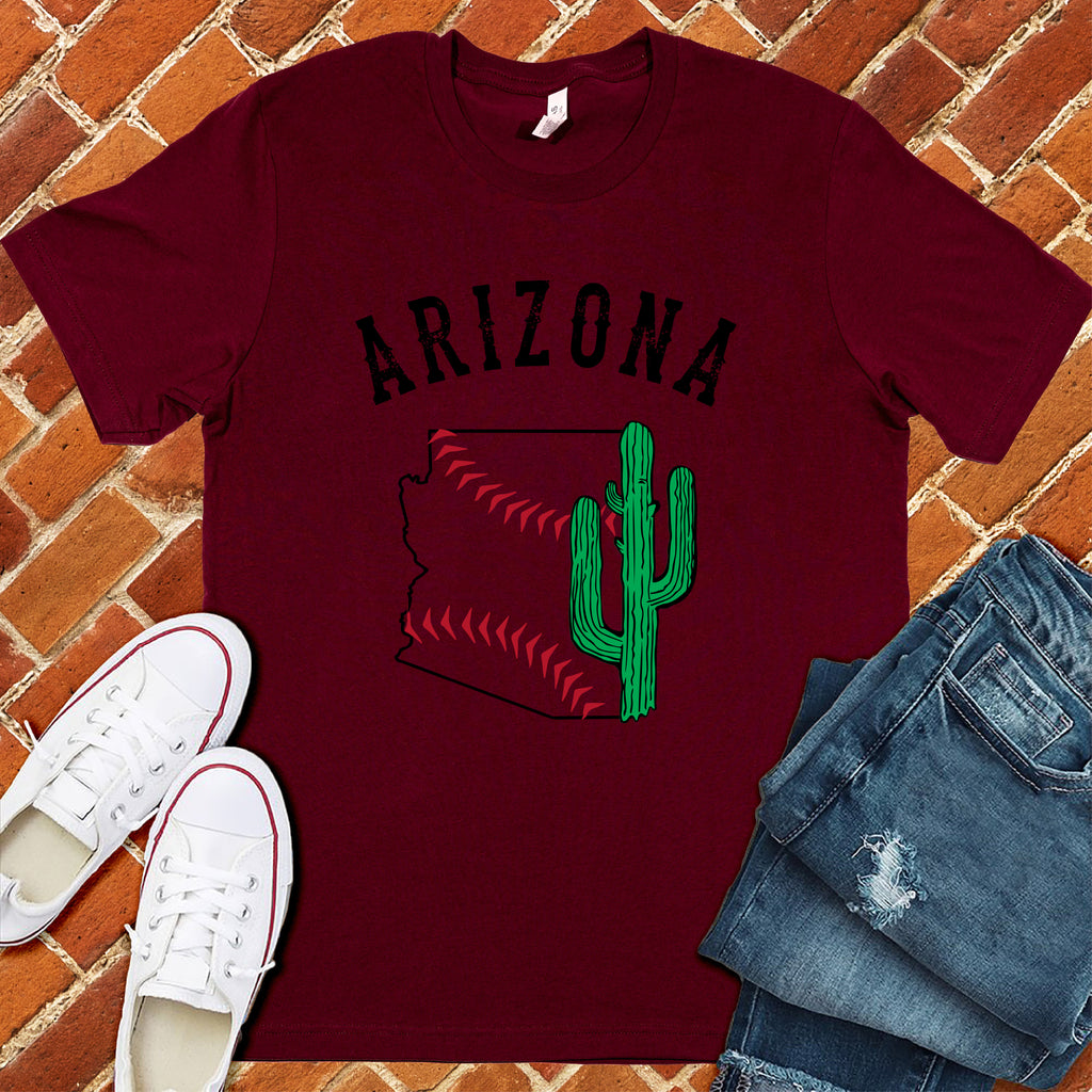 Cactus in State Baseball T-Shirt T-Shirt Tshirts.com Maroon S 