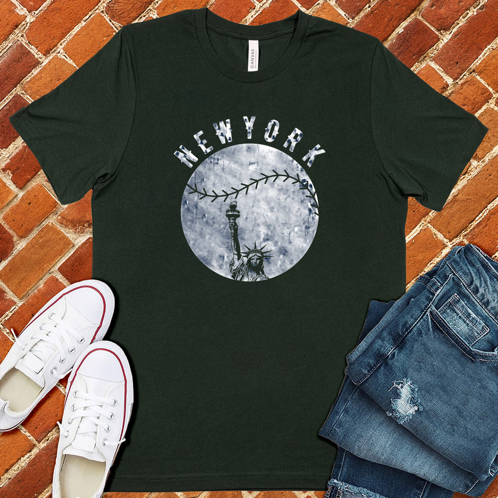 NYC Lady Liberty Baseball T-Shirt T-Shirt tshirts.com Forest S 