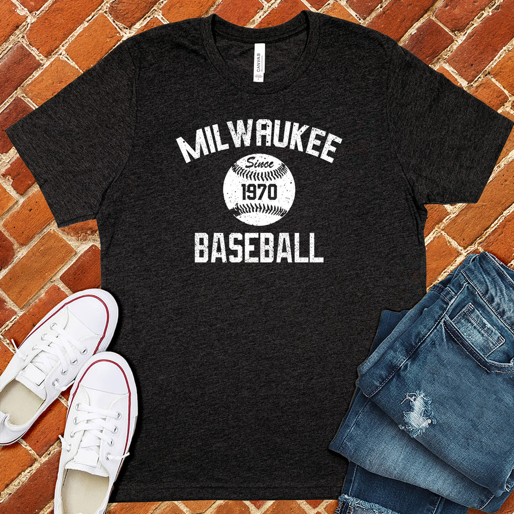 Milwaukee Baseball T-Shirt T-Shirt Tshirts.com Dark Grey Heather S 
