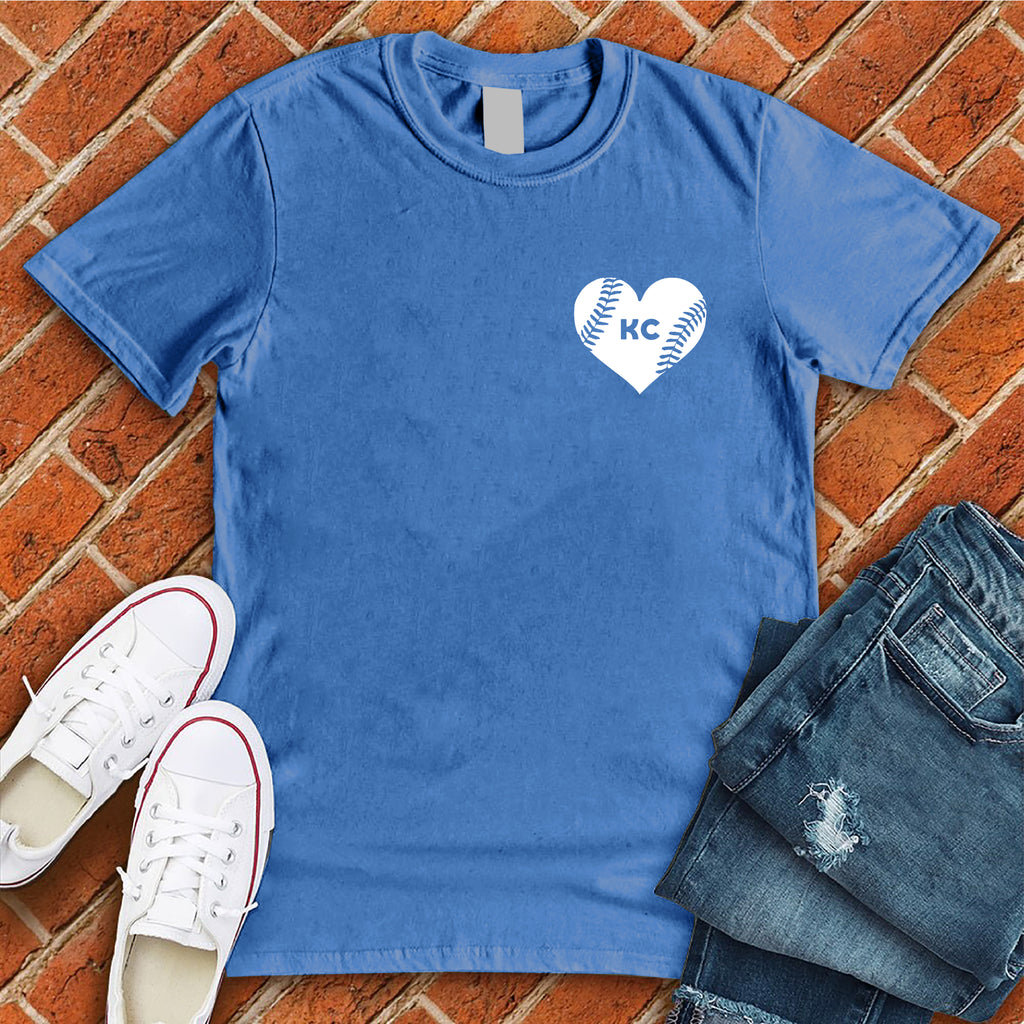 KC Baseball Pocket Heart T-Shirt T-Shirt Tshirts.com Heather True Royal S 