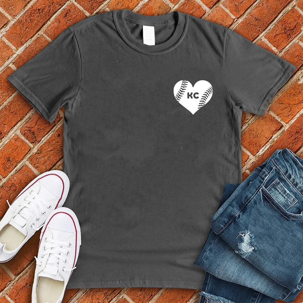 KC Baseball Pocket Heart T-Shirt T-Shirt Tshirts.com Dark Grey Heather S 