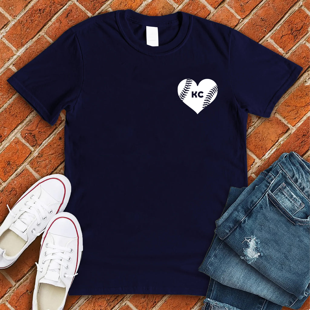 KC Baseball Pocket Heart T-Shirt T-Shirt Tshirts.com Navy S 