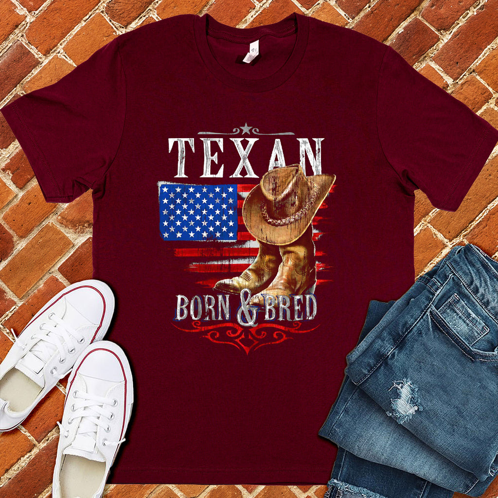 Texan Born & Bred T-Shirt T-Shirt Tshirts.com Maroon S 