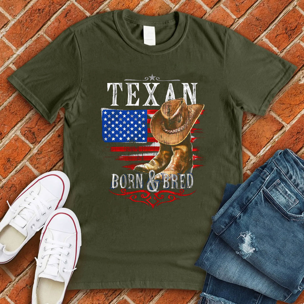 Texan Born & Bred T-Shirt T-Shirt Tshirts.com Military Green S 