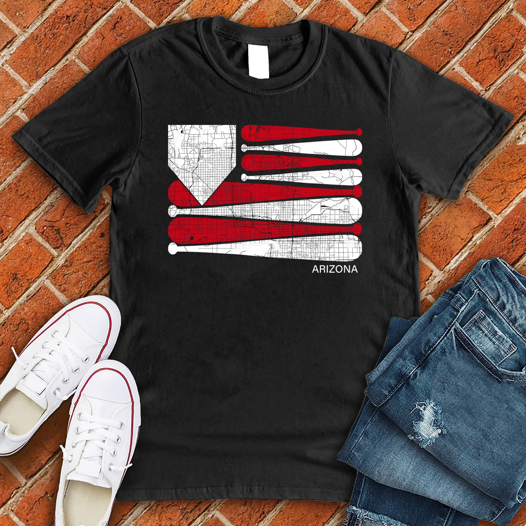 Arizona Baseball Flag T-Shirt T-Shirt Tshirts.com Black S 