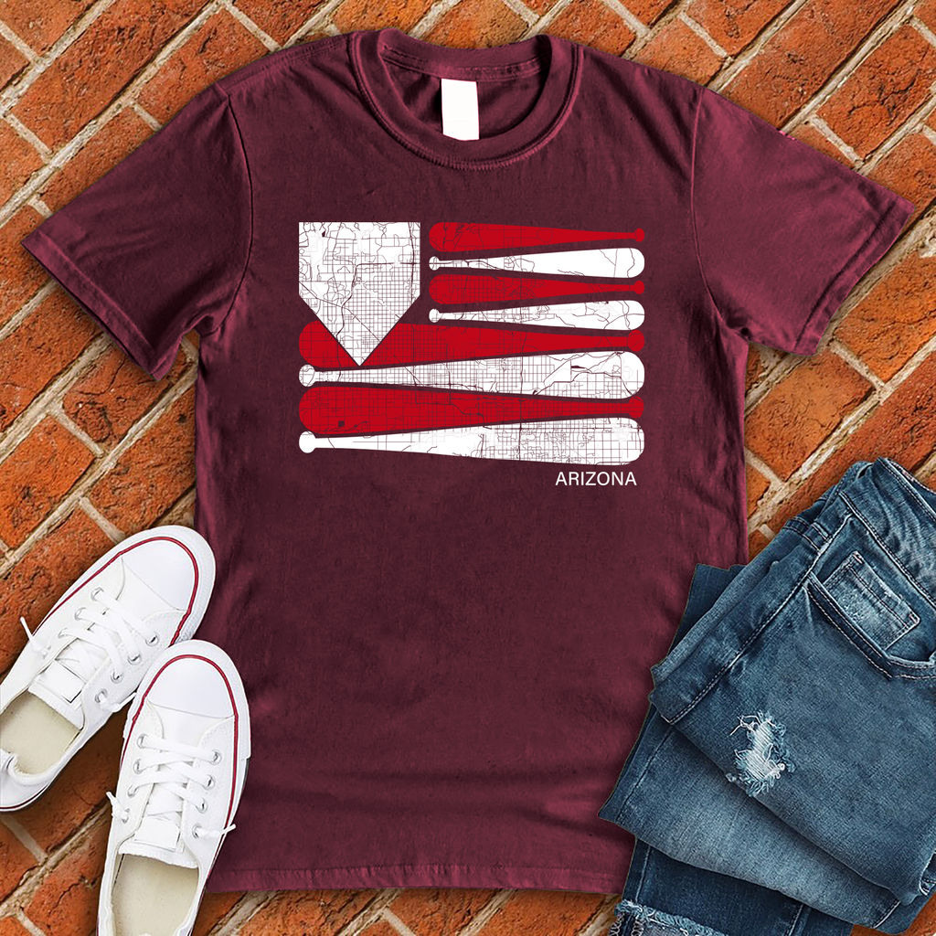 Arizona Baseball Flag T-Shirt T-Shirt Tshirts.com Maroon S 