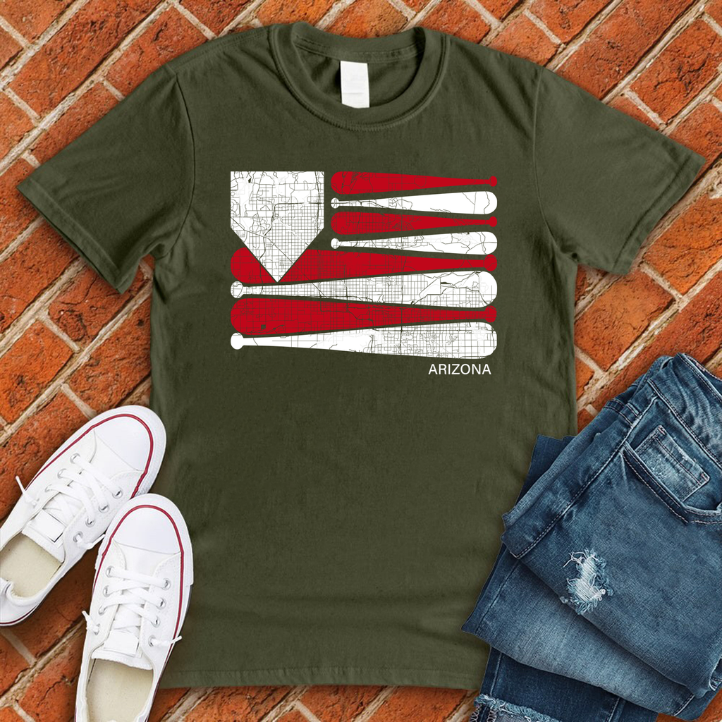 Arizona Baseball Flag T-Shirt T-Shirt Tshirts.com Military Green S 