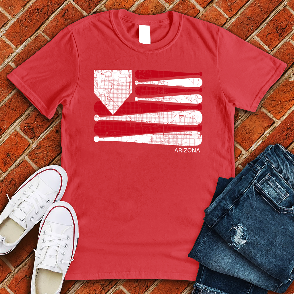 Arizona Baseball Flag T-Shirt T-Shirt Tshirts.com Red S 