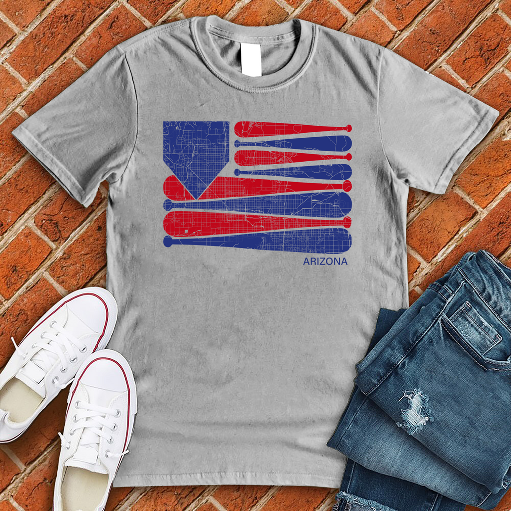 Arizona Baseball Flag T-Shirt T-Shirt Tshirts.com Solid Athletic Grey S 