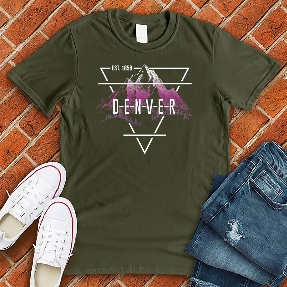 Denver Mountains T-Shirt T-Shirt tshirts.com Military Green S 