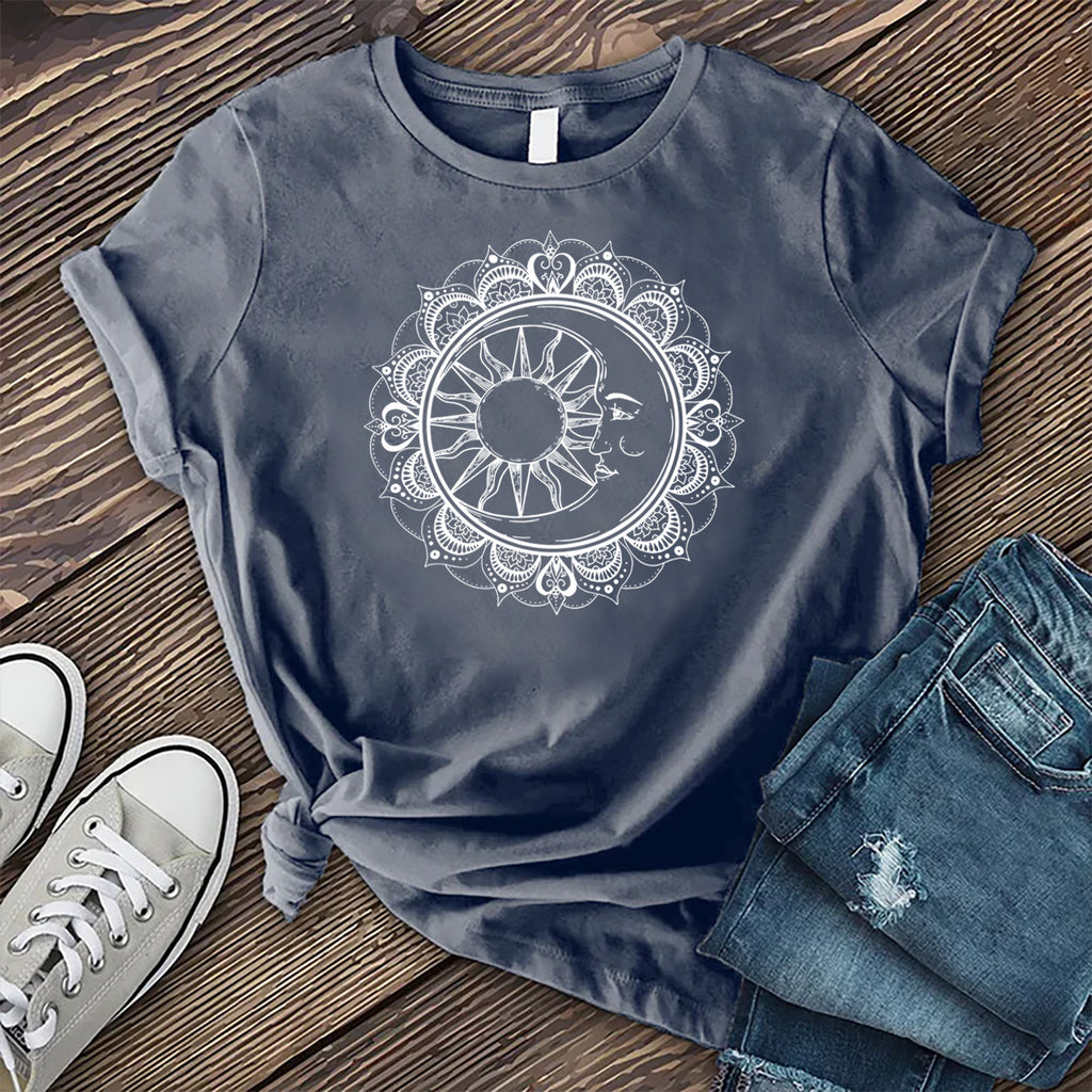 Sun and Moon Flower Mandala  T-Shirt T-Shirt Tshirts.com Heather Navy S 
