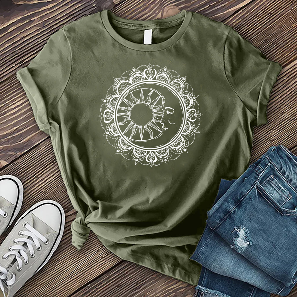 Sun and Moon Flower Mandala  T-Shirt T-Shirt Tshirts.com Military Green S 