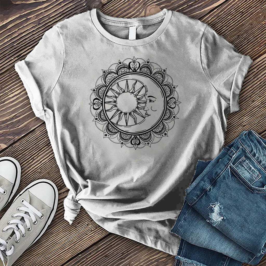 Sun and Moon Flower Mandala  T-Shirt T-Shirt Tshirts.com Solid Athletic Grey S 
