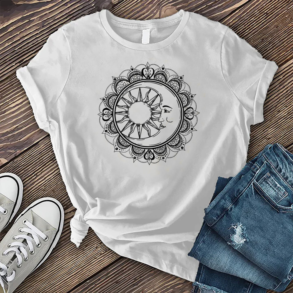 Sun and Moon Flower Mandala  T-Shirt T-Shirt Tshirts.com White S 