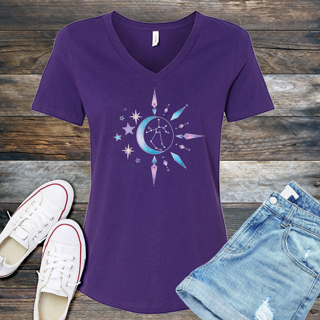 Sagittarius Moon Constellation V-Neck V-Neck tshirts.com Team Purple S 