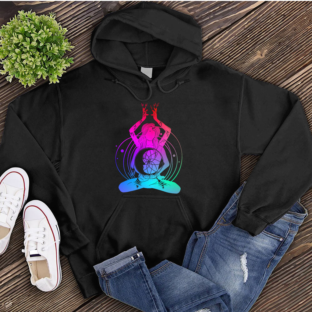 Calm Meditation Rainbow Hoodie Hoodie tshirts.com Black S 