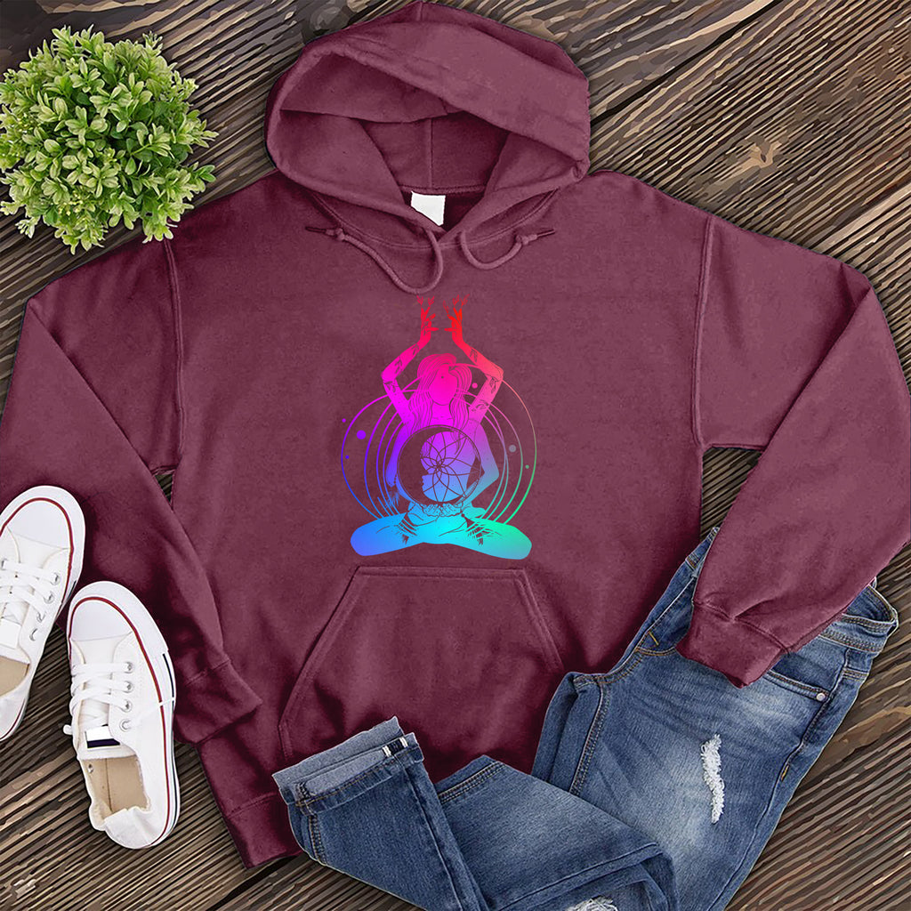 Calm Meditation Rainbow Hoodie Hoodie tshirts.com Maroon S 