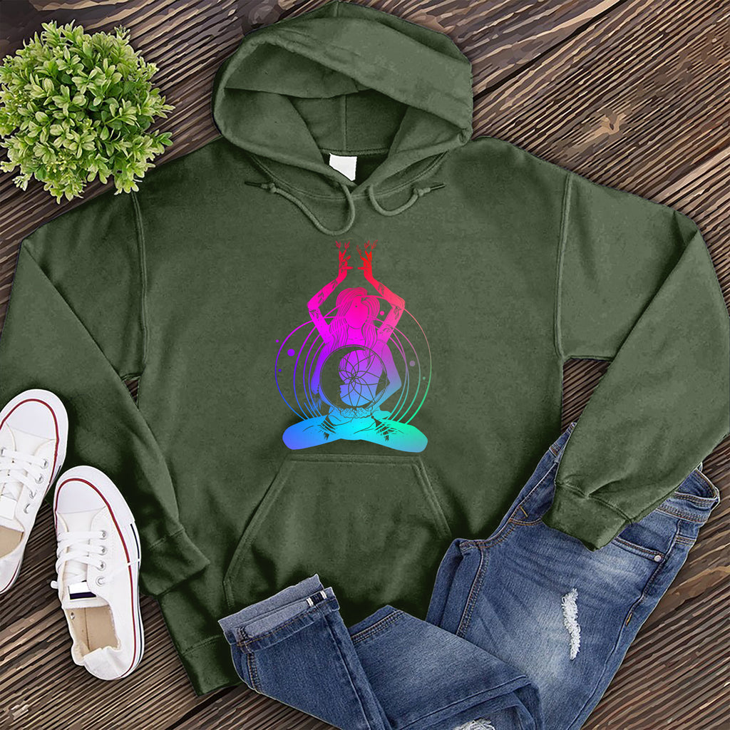 Calm Meditation Rainbow Hoodie Hoodie tshirts.com Army S 